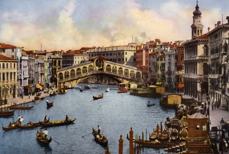 Venezia / Venedik: Rialto Köprüsü (renkli fotoğraf) by Italian Photographer