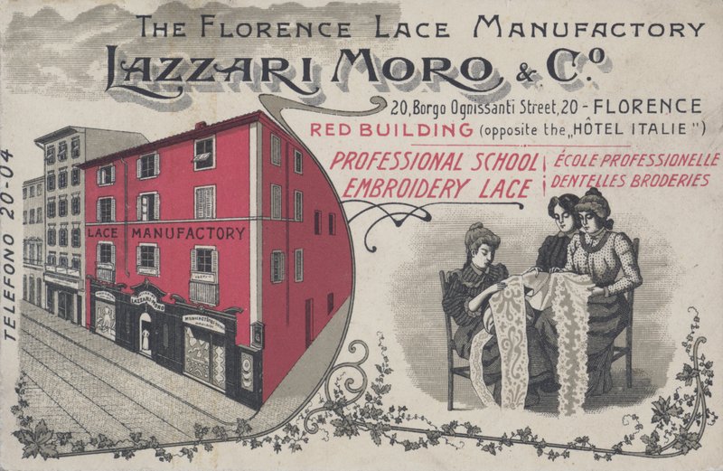 Lazzari Moro & Co dantel, Floransa için reklam; İtalya (renkli taş) by Italian School