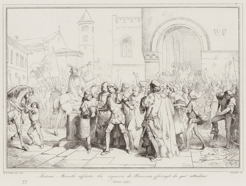 Antonio Marcello, bu vatandaşlar tarafından kendisine sunulan Ravenna