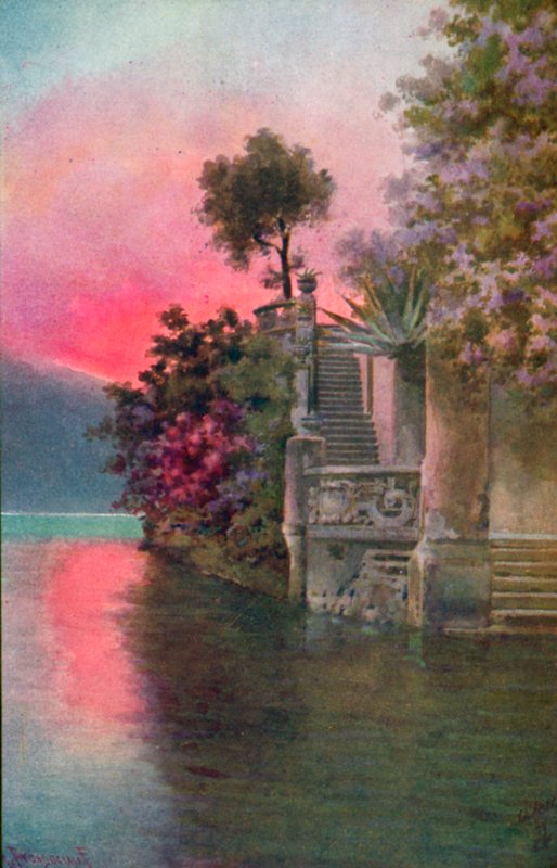 Bellagio, Como Gölü, İtalya (renkli lito) by Italian School