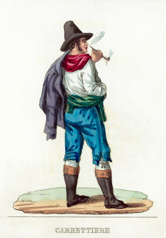 Carrettiere (renkli gravür) by Italian School