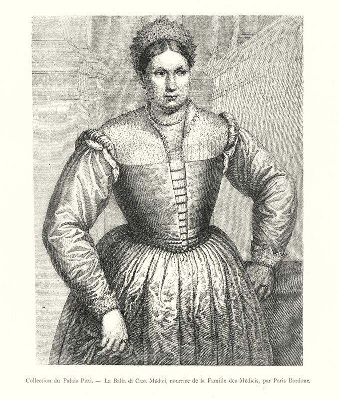 Pitti Sarayı koleksiyonu, La Balia di Casa Medici, Medici Ailesinin Hemşiresi, Paris Bordone (gravür) by Italian School