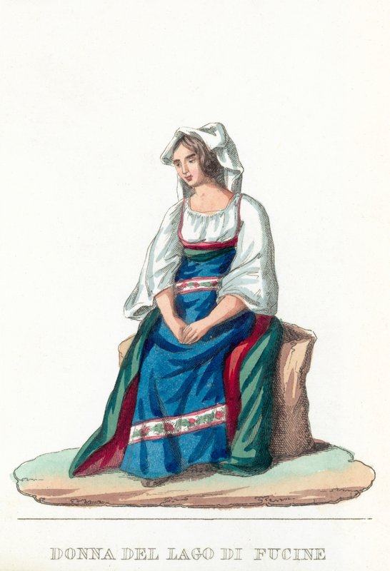 Donna Del Lago Di Fucine (renkli gravür) by Italian School