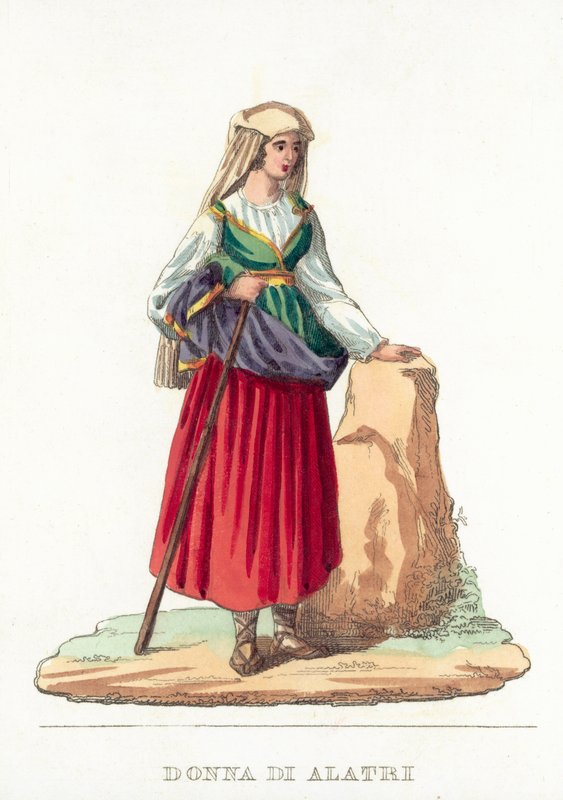 Donna Di Alatri (renkli gravür) by Italian School