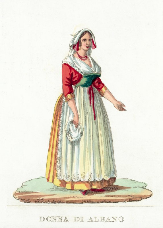 Donna Di Albano (renkli gravür) by Italian School