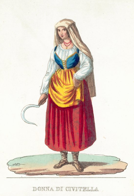 Donna Di Civitella (renkli gravür) by Italian School