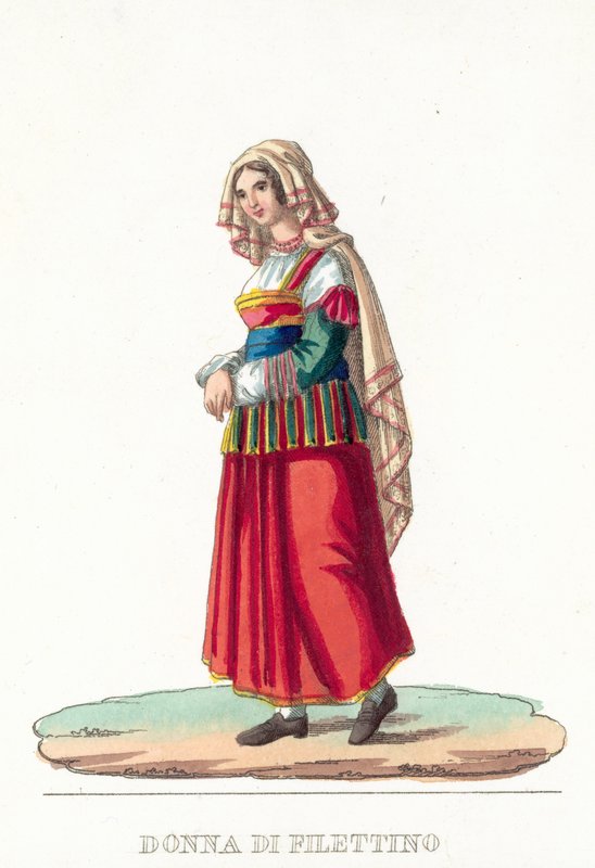 Donna Di Filettino (renkli gravür) by Italian School