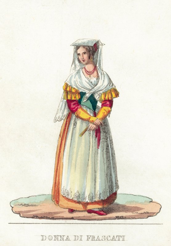 Donna Di Frascati (renkli gravür) by Italian School