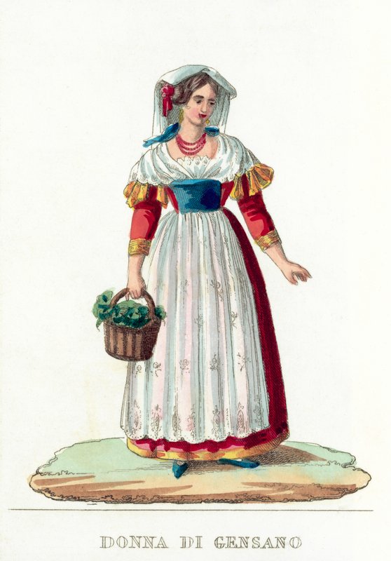 Donna Di Gensano (renkli gravür) by Italian School