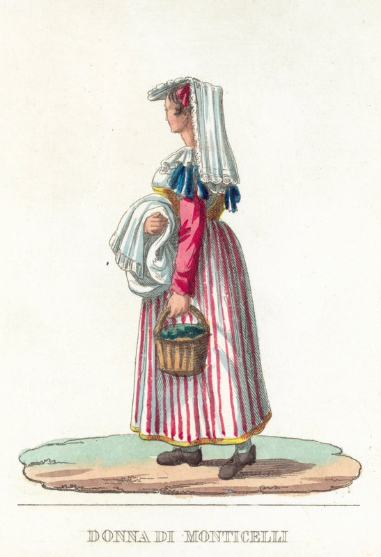 Donna Di Monticelli (renkli gravür) by Italian School