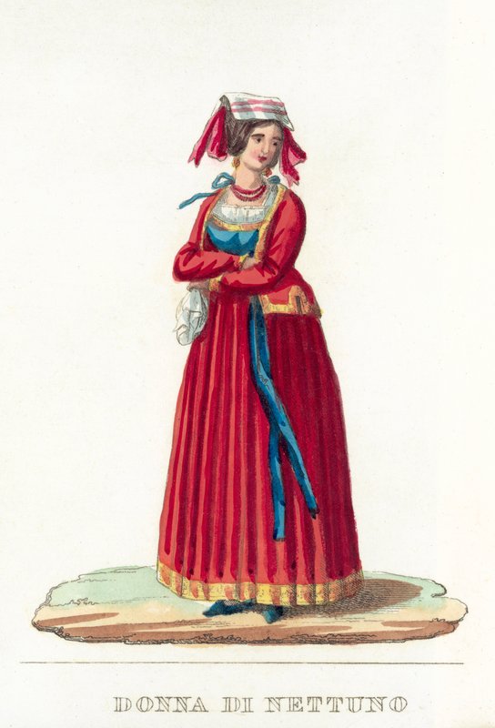 Neptün Kadını (renkli gravür) by Italian School