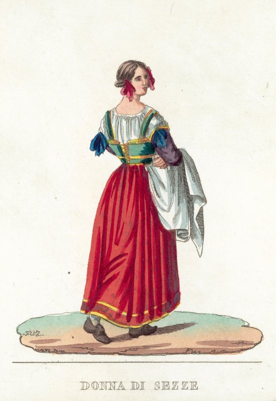 Donna Di Sezze (renkli gravür) by Italian School
