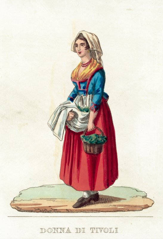Tivoli Kadını (renkli gravür) by Italian School