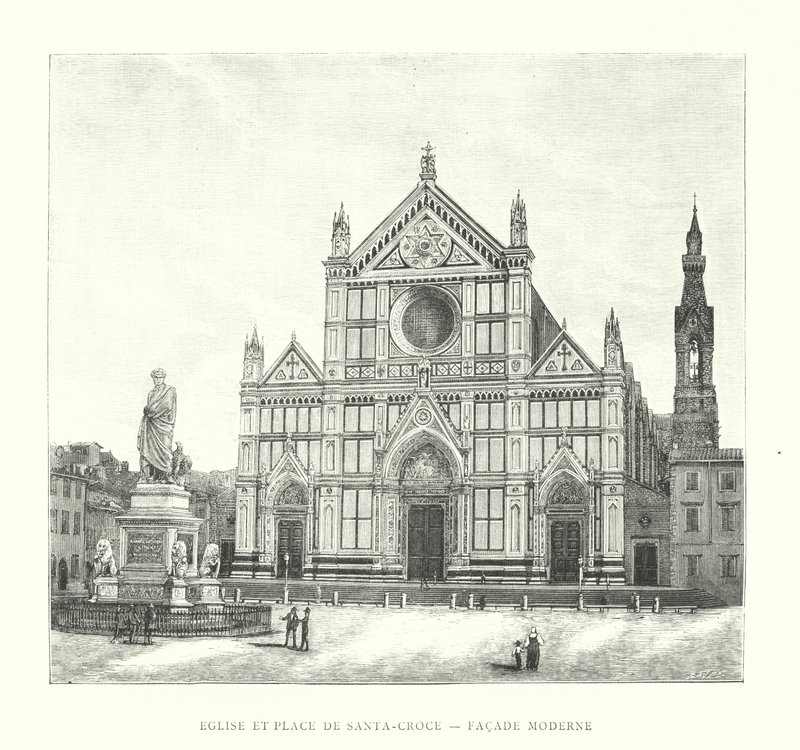 Kilise ve Santa-Croce Meydanı, Modern Cephe (gravür) by Italian School