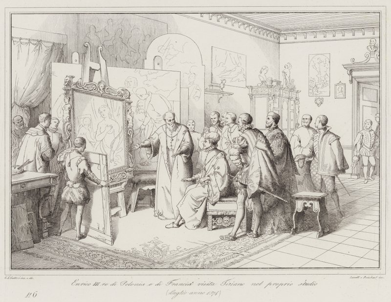 Polonya ve Fransa kralı Henry III, stüdyosunda Titian