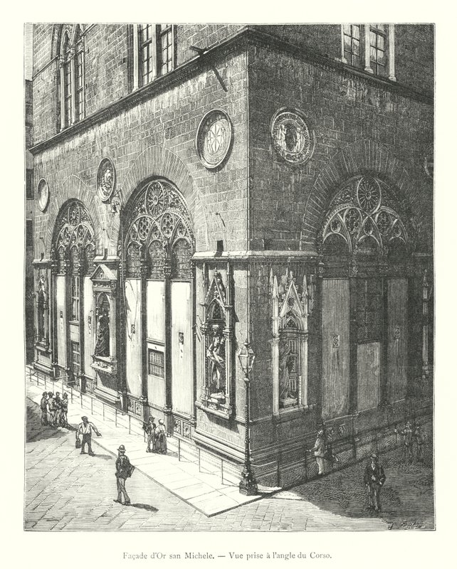 Cephe d'Or san Michele, Corso'nun köşesinden görünüm (gravür) by Italian School
