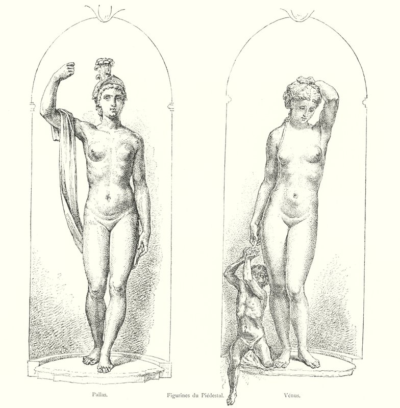 Figürinler du Piedestal, Pallas, Venüs (gravür) by Italian School