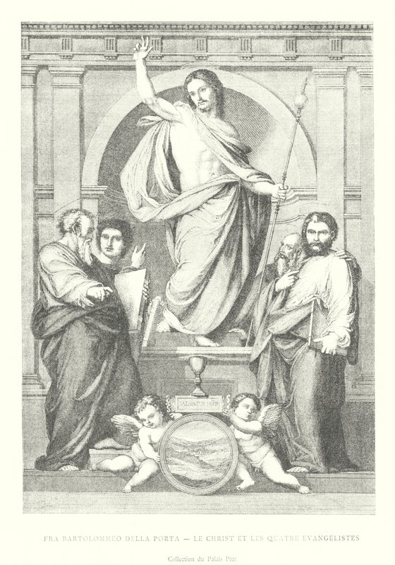 Fra Bartolommeo della Porta, İsa ve Dördüncü Müjdeciler, Palazzo Pitti Koleksiyonu (gravür) by Italian School
