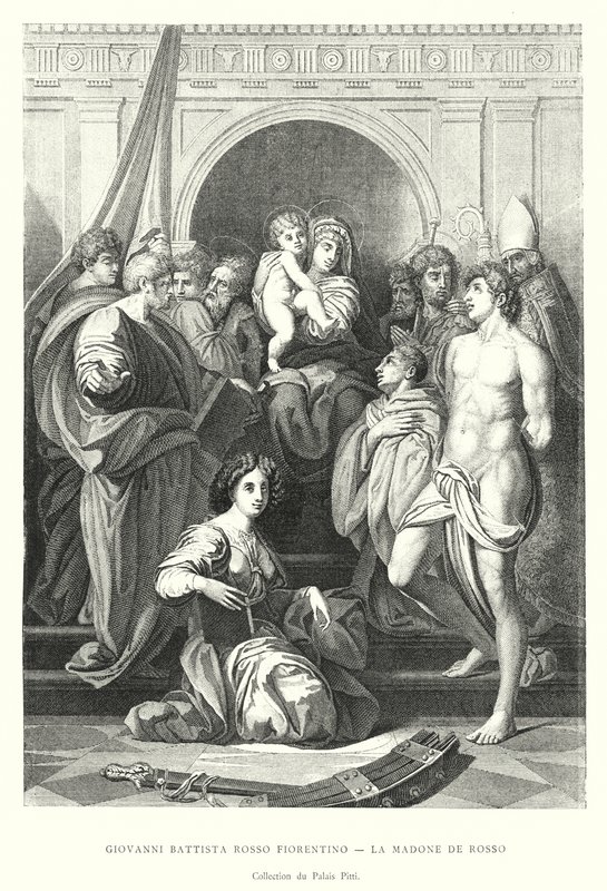 Giovanni Battista Rosso Fiorentino, La Madone de Rosso, Collection du Palais Pitti (gravür) by Italian School