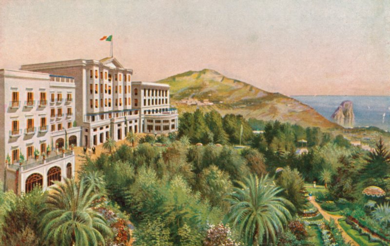 Grand Hotel Quisisana, Capri, İtalya (renkli taşbaskı) by Italian School