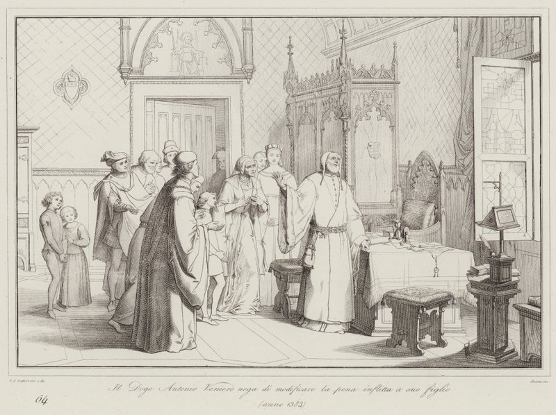 Doge Antonio Veniero, oğluna verilen cezayı değiştirmeyi reddetti by Italian School