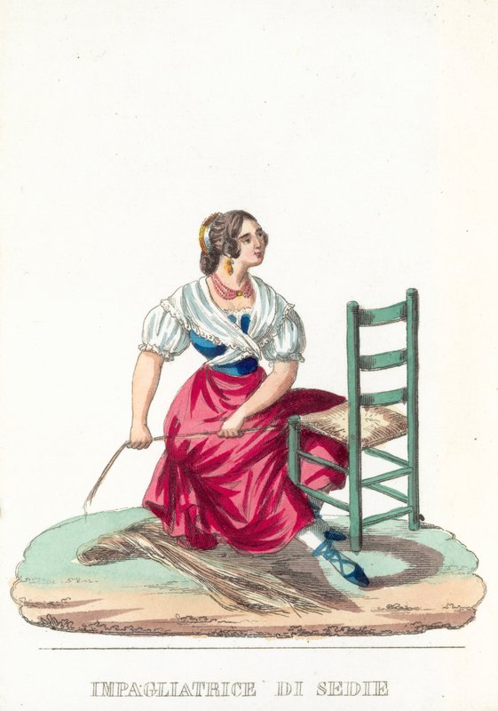 Sandalye oymacısı (renkli oyma) by Italian School