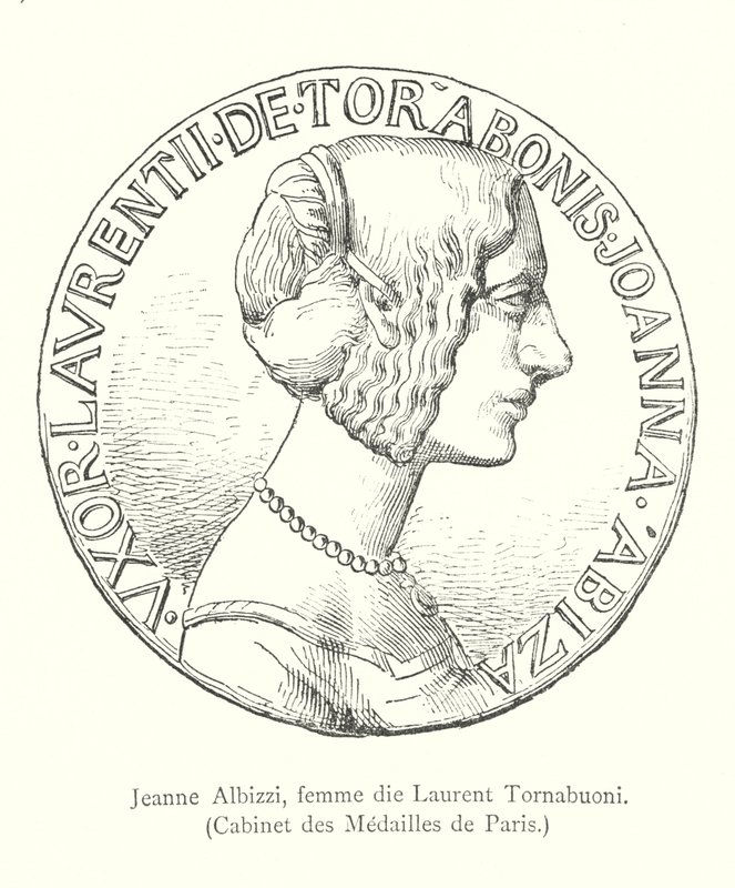 Jeanne Albizzi, Laurent Tornabuoni'nin karısı, Kabine des Medailles de Paris (gravür) by Italian School