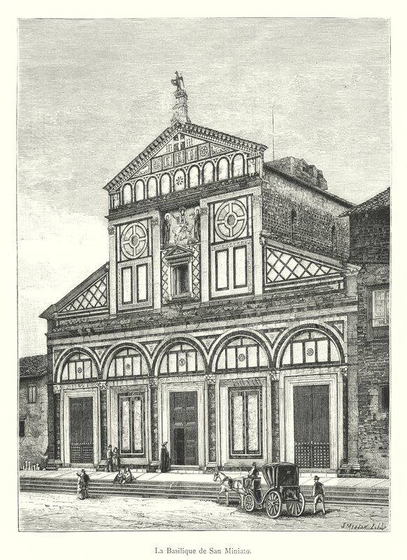 San Miniato Bazilikası (gravür) by Italian School