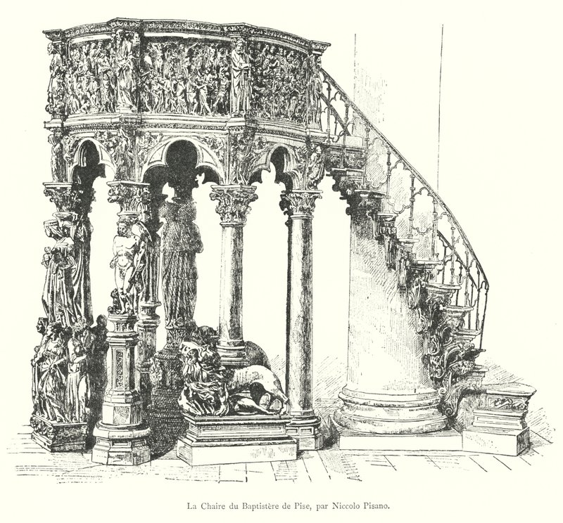 Pisa Vaftizhanesinin Minberi, Niccolo Pisano (gravür) by Italian School