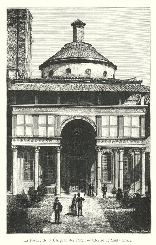 Pazzi Şapeli'nin Cephesi, Santa Croce Manastırı (gravür) by Italian School