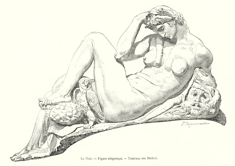 Gece, Alegorik Figür, Medici Mezarı (gravür) by Italian School