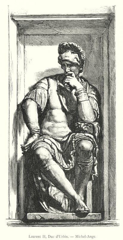 Laurent II, Duc d'Urbin, Michel-Ange (gravür) by Italian School
