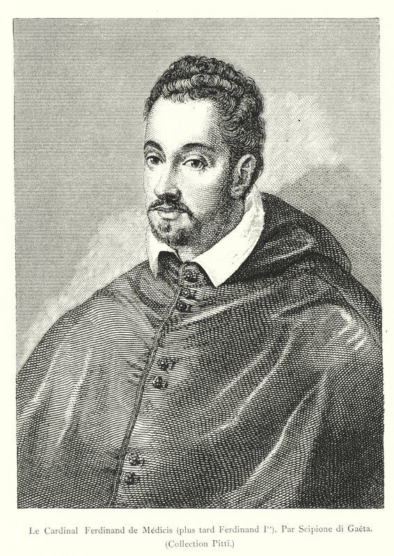 Kardinal Ferdinand de Medicis, daha sonra Ferdinand I, By Scipione di Gaeta, Pitti Koleksiyonu (gravür) by Italian School