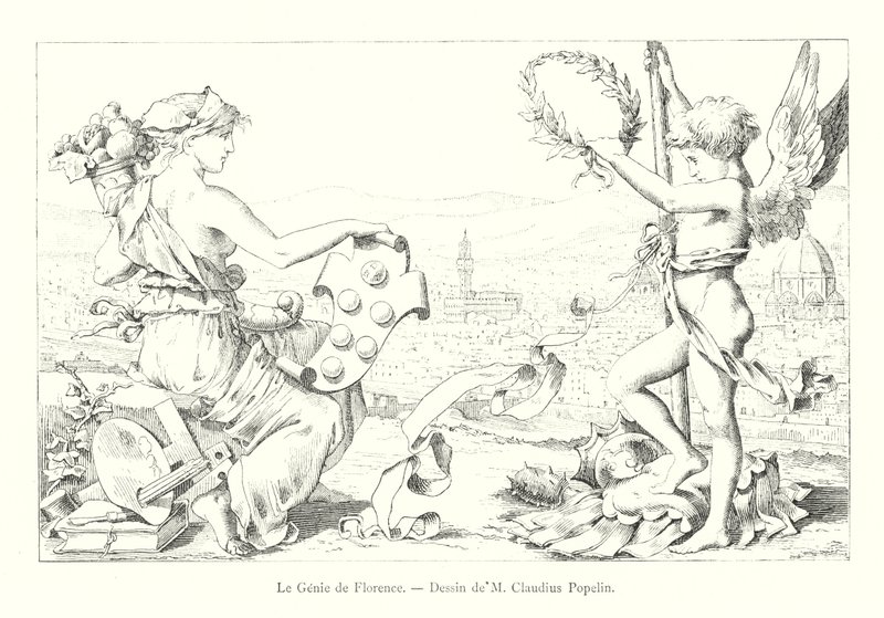 Floransa Dehası, M Claudius Popelin tarafından çizim (gravür) by Italian School