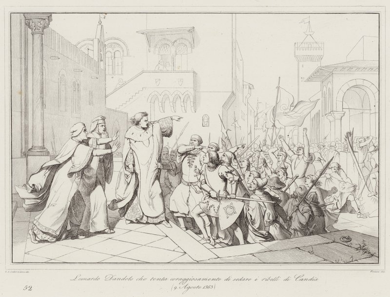 Candia isyancılarını cesurca bastırmaya çalışan Leonardo Dandolo by Italian School