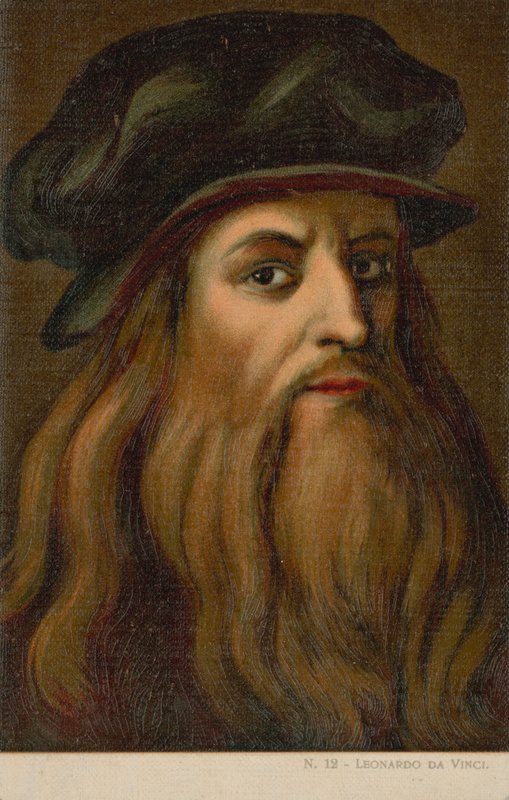 Leonardo da Vinci, İtalyan sanatçı ve bilim adamı (kromolito) by Italian School