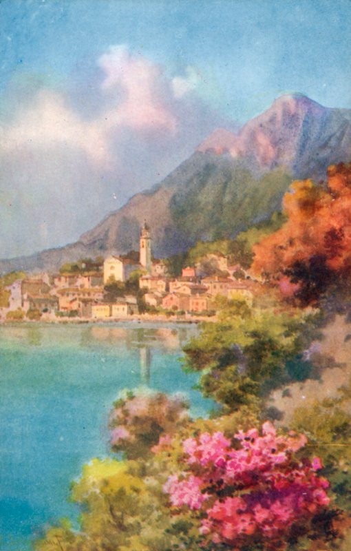 Limone, Garda Gölü, İtalya (renkli litografi) by Italian School