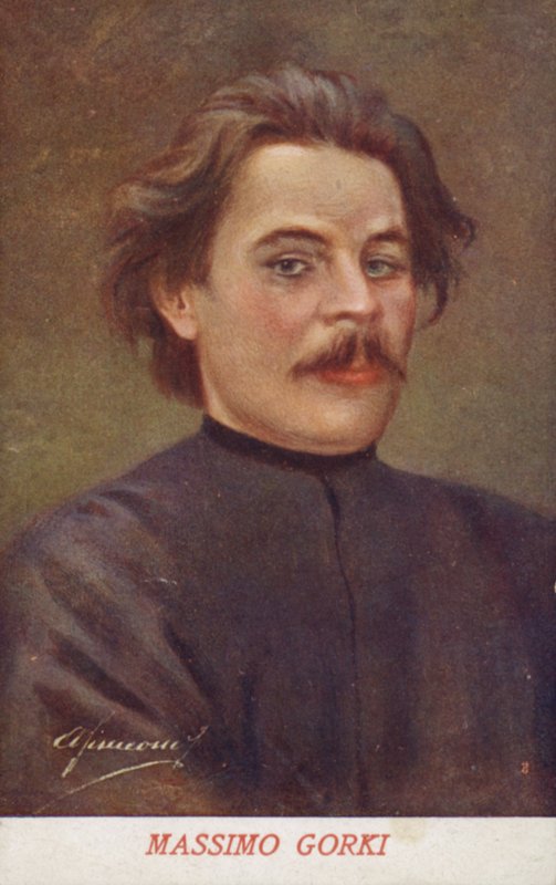 Maksim Gorki (1868-1936), Rus yazar ve siyasi aktivist (renkli taş baskı) by Italian School