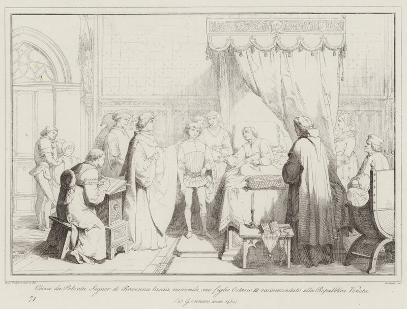 Obizzo da Polenta Signor di Ravenna ölürken, oğlu Ostasius III
