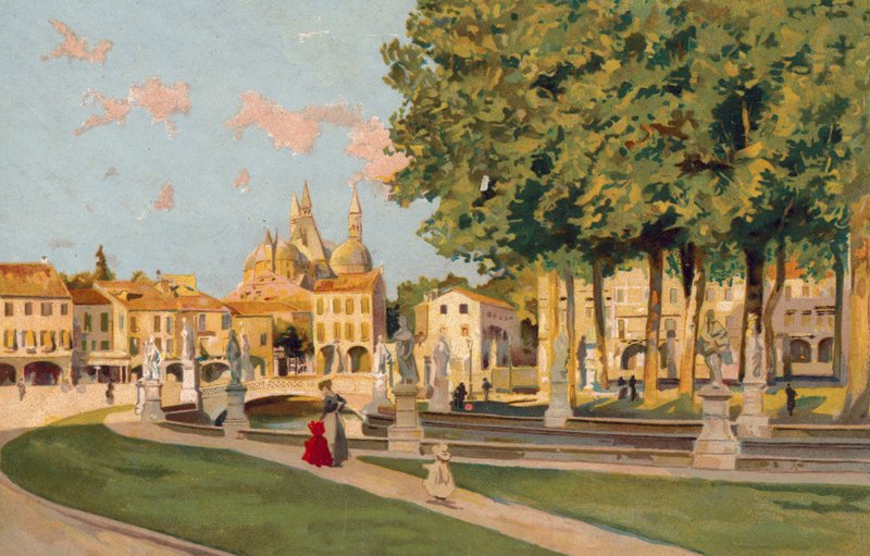 Padova / Padua: Piazza Vittorio Emanuele, Prato della Valle (chromolitho) by Italian School