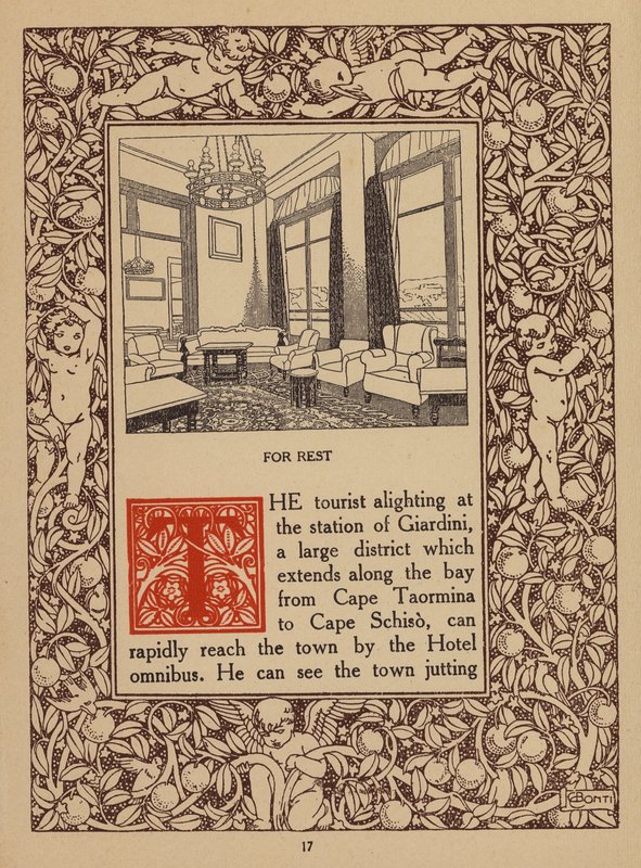 San Domenico Palace Hotel, Taormina broşüründen sayfa (taş baskı) by Italian School