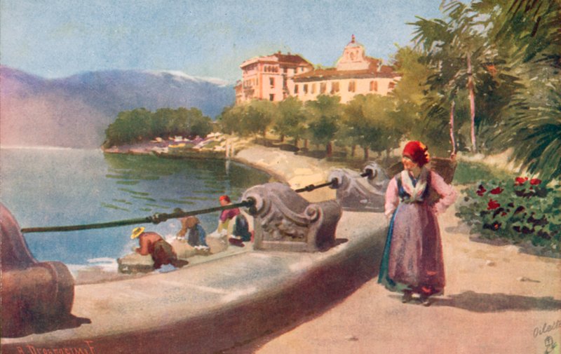 Pallanza, Maggiore Gölü, İtalya (renkli litografi) by Italian School