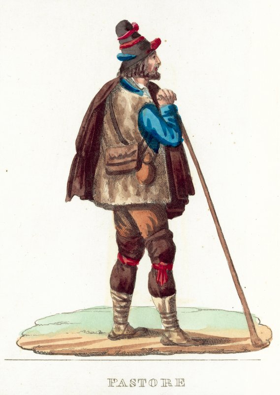 Pastore (renkli gravür) by Italian School
