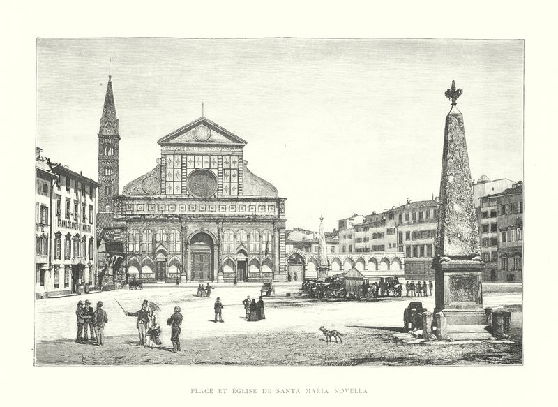 Santa Maria Novella Meydanı ve Kilisesi (gravür) by Italian School