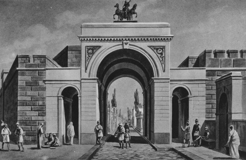 Pompeii: Porta Ercolana (taş) by Italian School