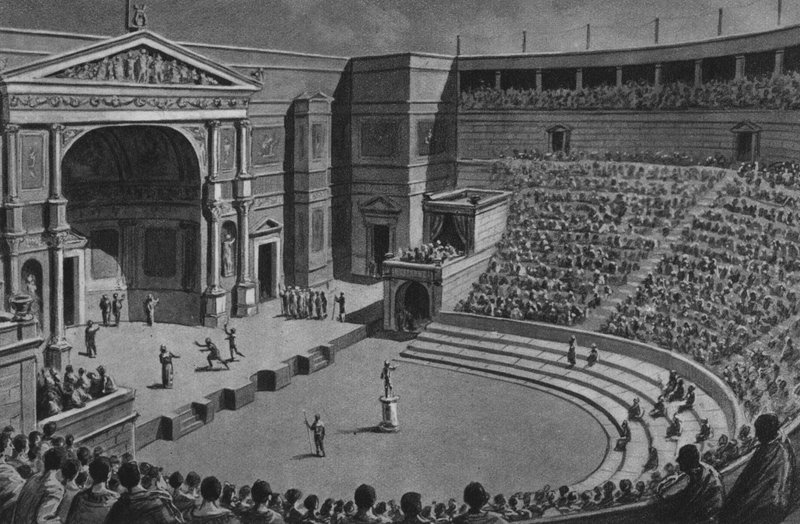 Pompeii: Trajik Tiyatro (lito) by Italian School