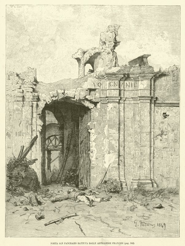 Porta San Pancrazio, Fransız Topçusu Tarafından Dövüldü (gravür) by Italian School