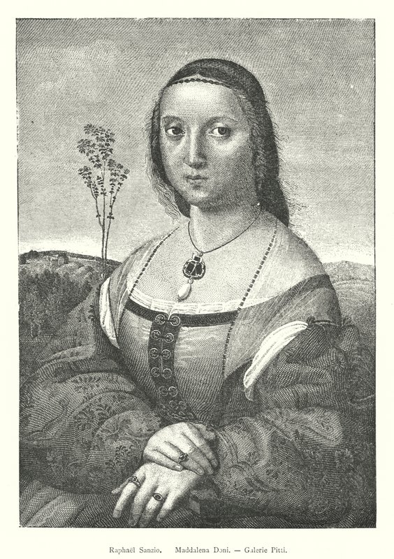 Raphael Sanzio, Maddalena Doni, Galerie Pitti (gravür) by Italian School
