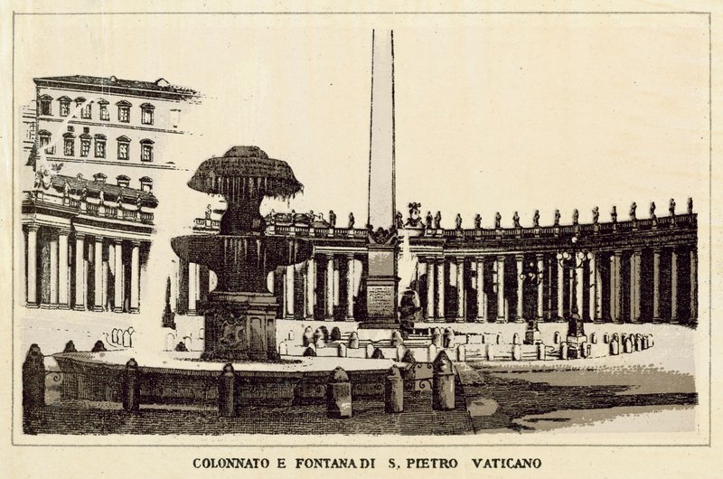 Roma: St. Peter Vatikan Sütunları ve Çeşmesi (lito) by Italian School