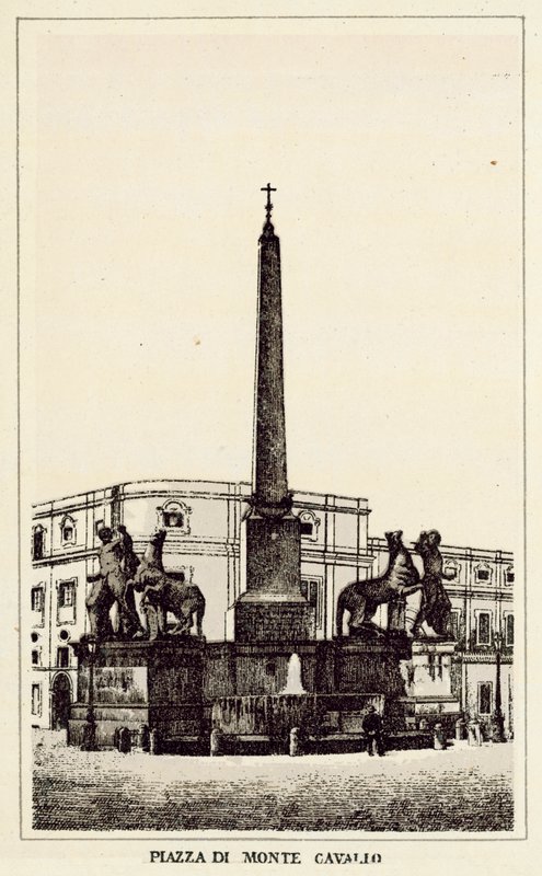 Roma: Monte Cavallo meydanı (lito) by Italian School